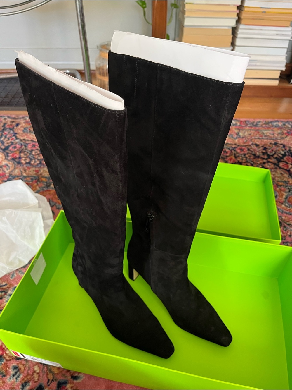 Sam Edelman Black Suede Knee-High Pointed Toe Boots